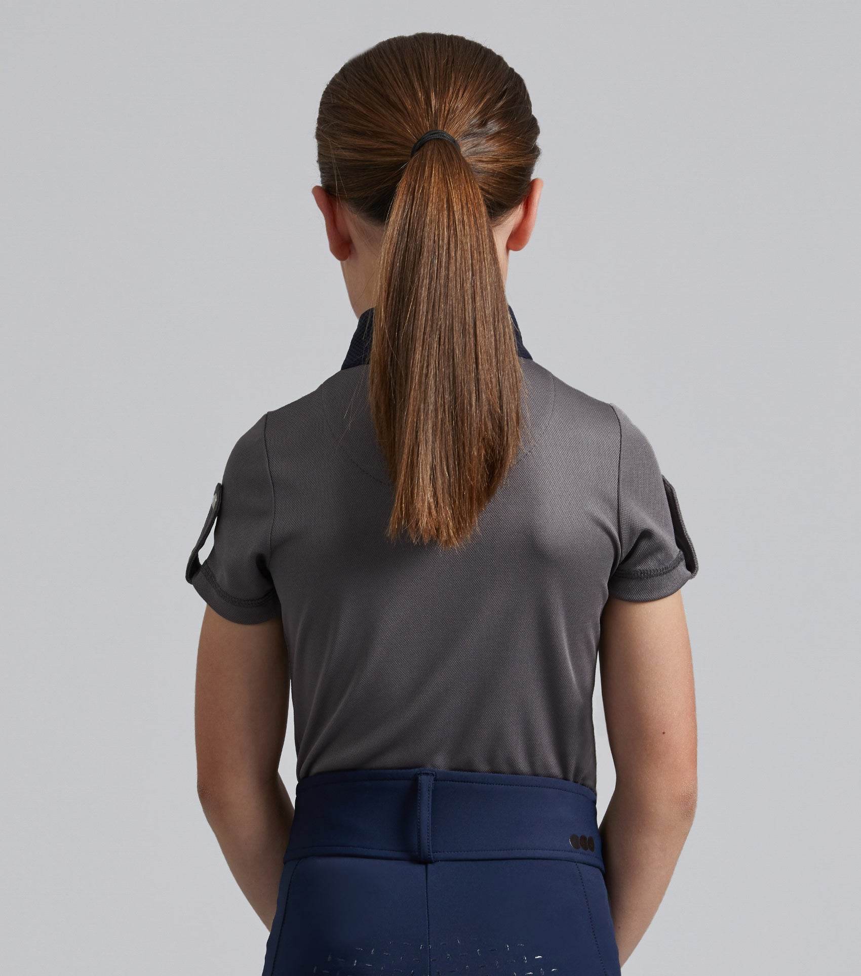Premier Equine Mini Amia Girl's Technical Short Sleeve Riding Top Grey - N P Equestrian & Pet Supplies Ltd