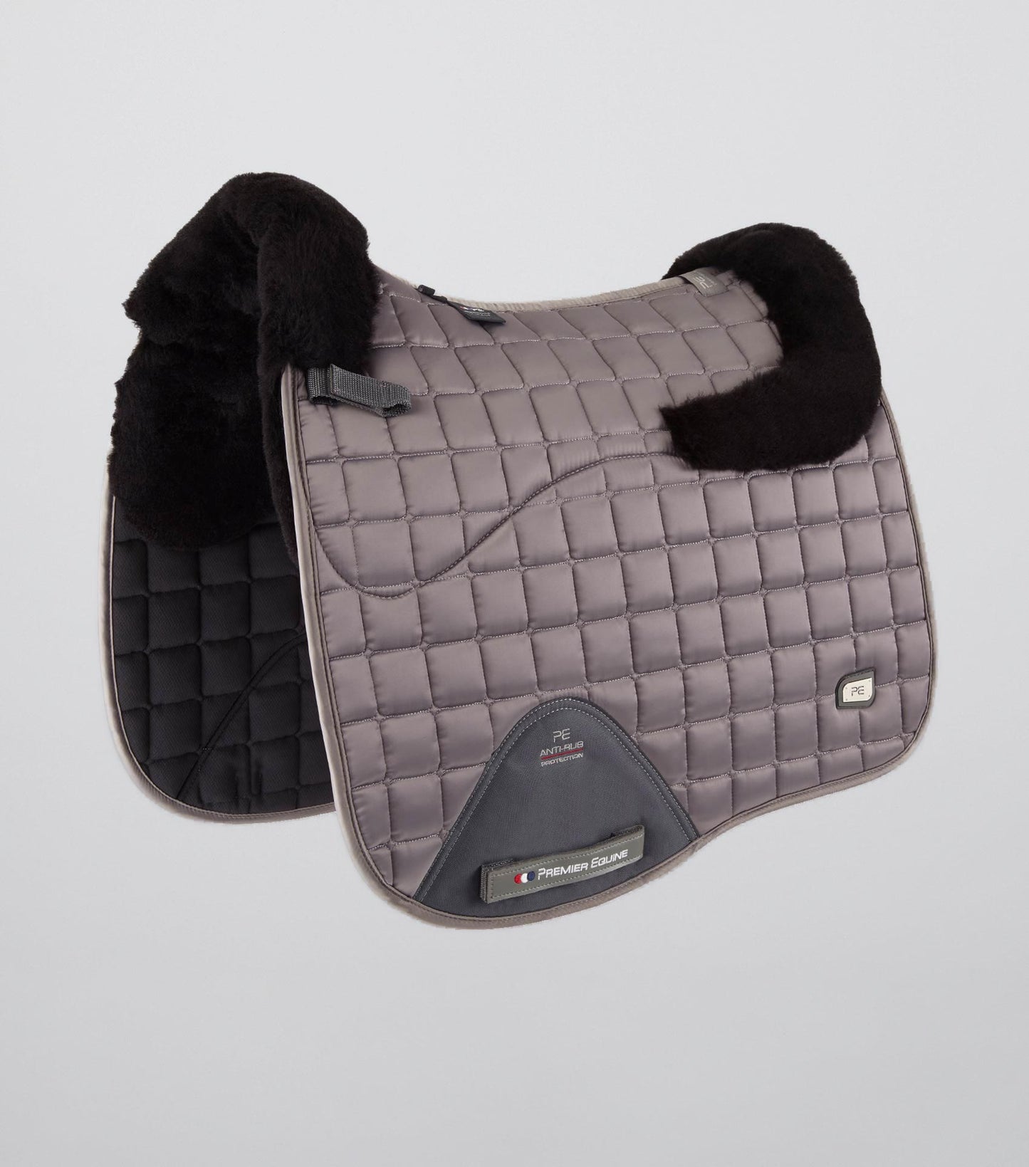 Premier Equine Atlantis CC Satin Wool Dressage Square Grey/Black Wool