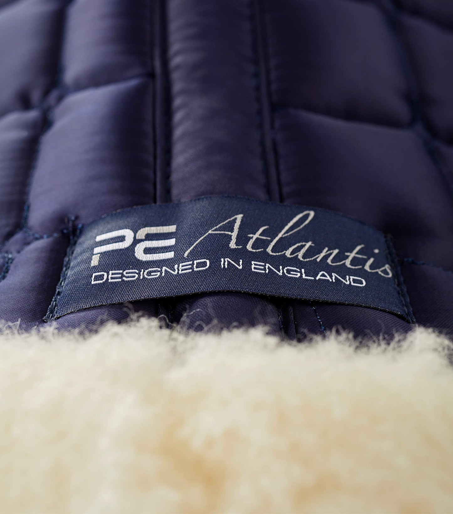 Premier Equine Atlantis CC Satin Wool Dressage Square Navy/Natural Wool