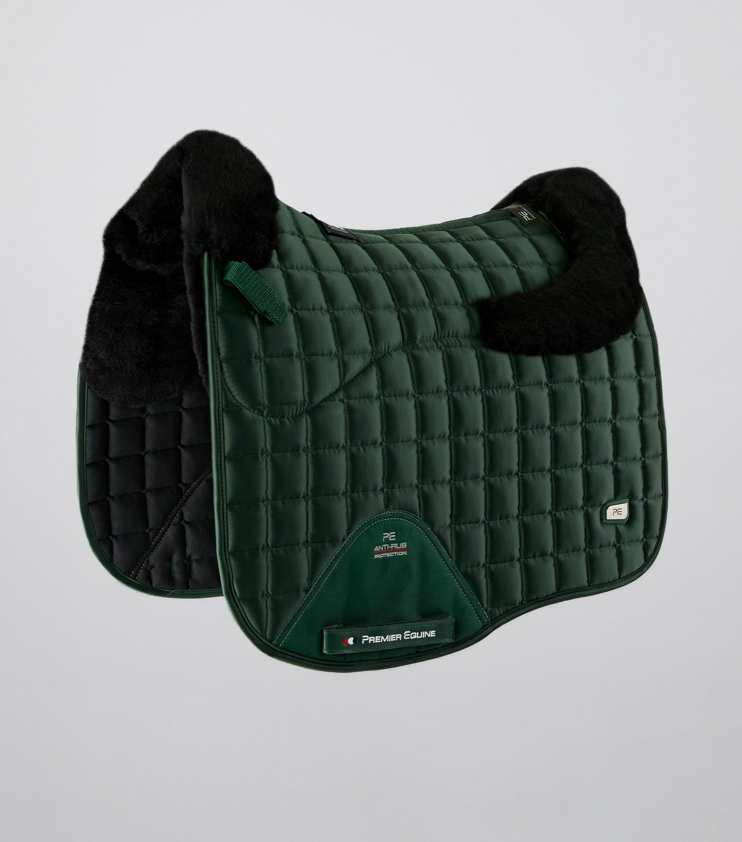 Premier Equine Atlantis CC Satin Wool Dressage Square Olive/Black Wool