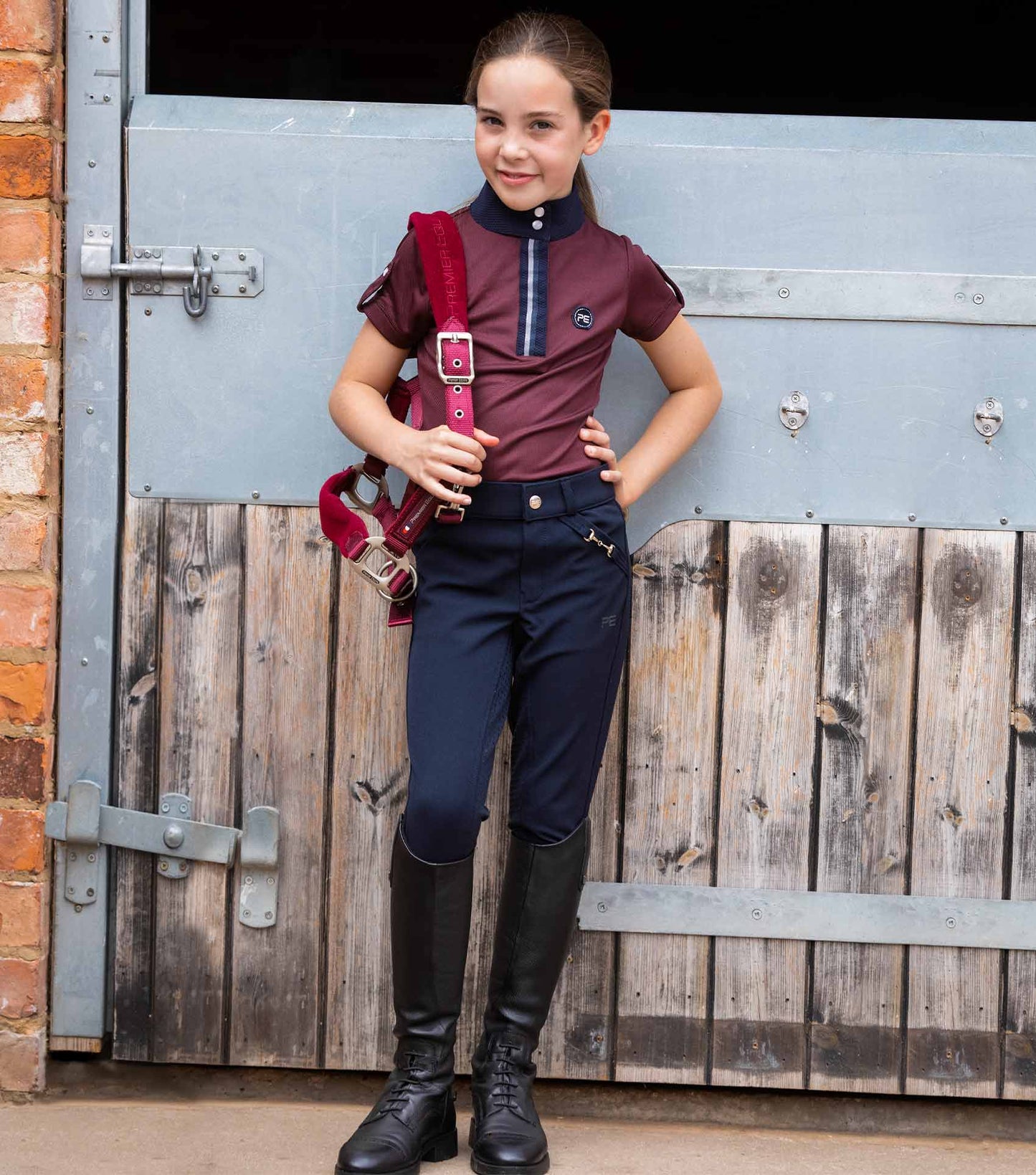 Premier Equine Brava Girls Full Seat Gel Riding Breeches Navy
