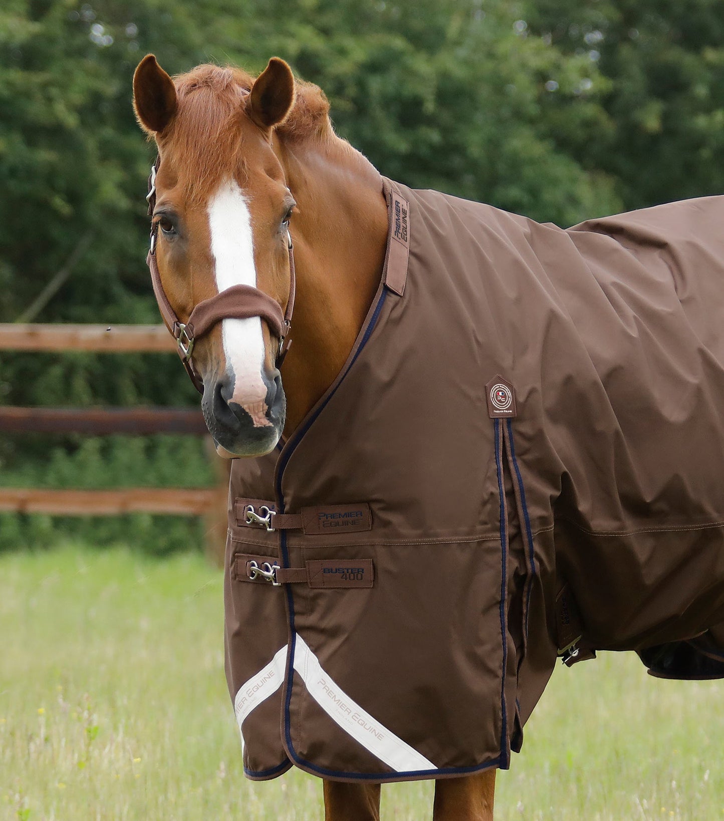 Premier Equine Buster 400g Turnout Rug with Snug-Fit Neck Cover Brown