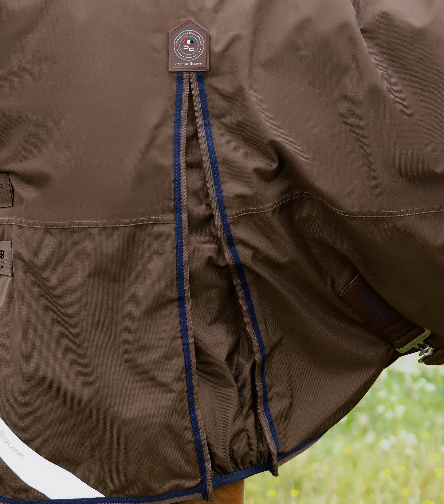 Premier Equine Buster 400g Turnout Rug with Snug-Fit Neck Cover Brown