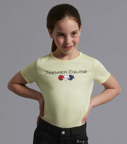 Premier Equine Chiaro Girls Cotton Riding T-Shirt Yellow