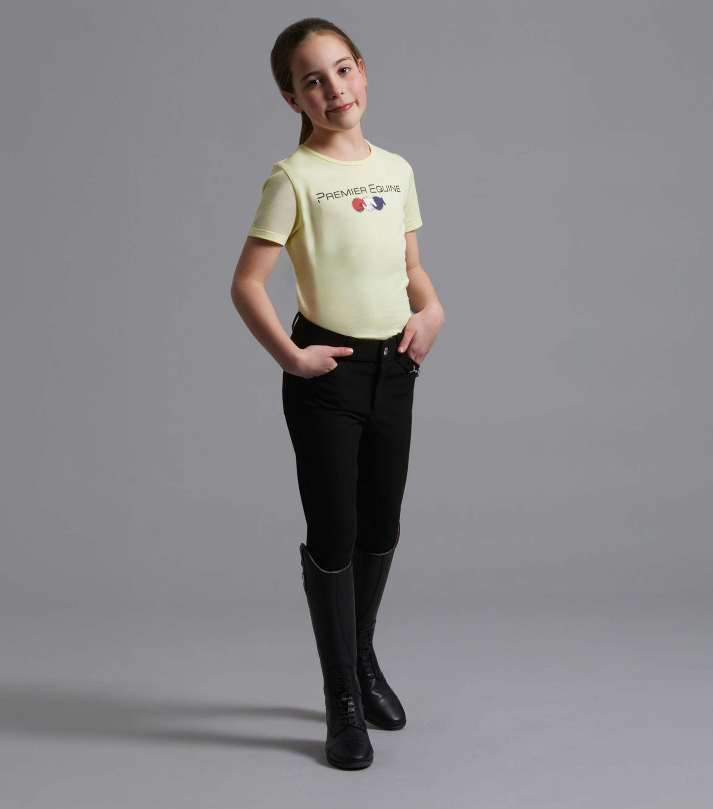 Premier Equine Chiaro Girls Cotton Riding T-Shirt Yellow