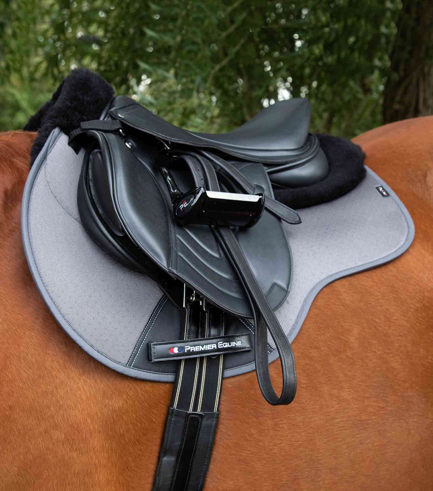 Premier Equine Close Contact Airtechnology Shockproof Wool Saddle Pad - GP/Jump Square Grey/Black Wool - N P Equestrian & Pet Supplies Ltd