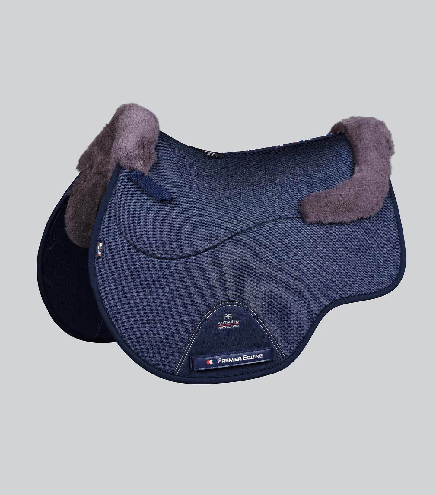 Premier Equine Close Contact Airtechnology Shockproof Wool Saddle Pad - GP/Jump Square Navy/Grey Wool - N P Equestrian & Pet Supplies Ltd