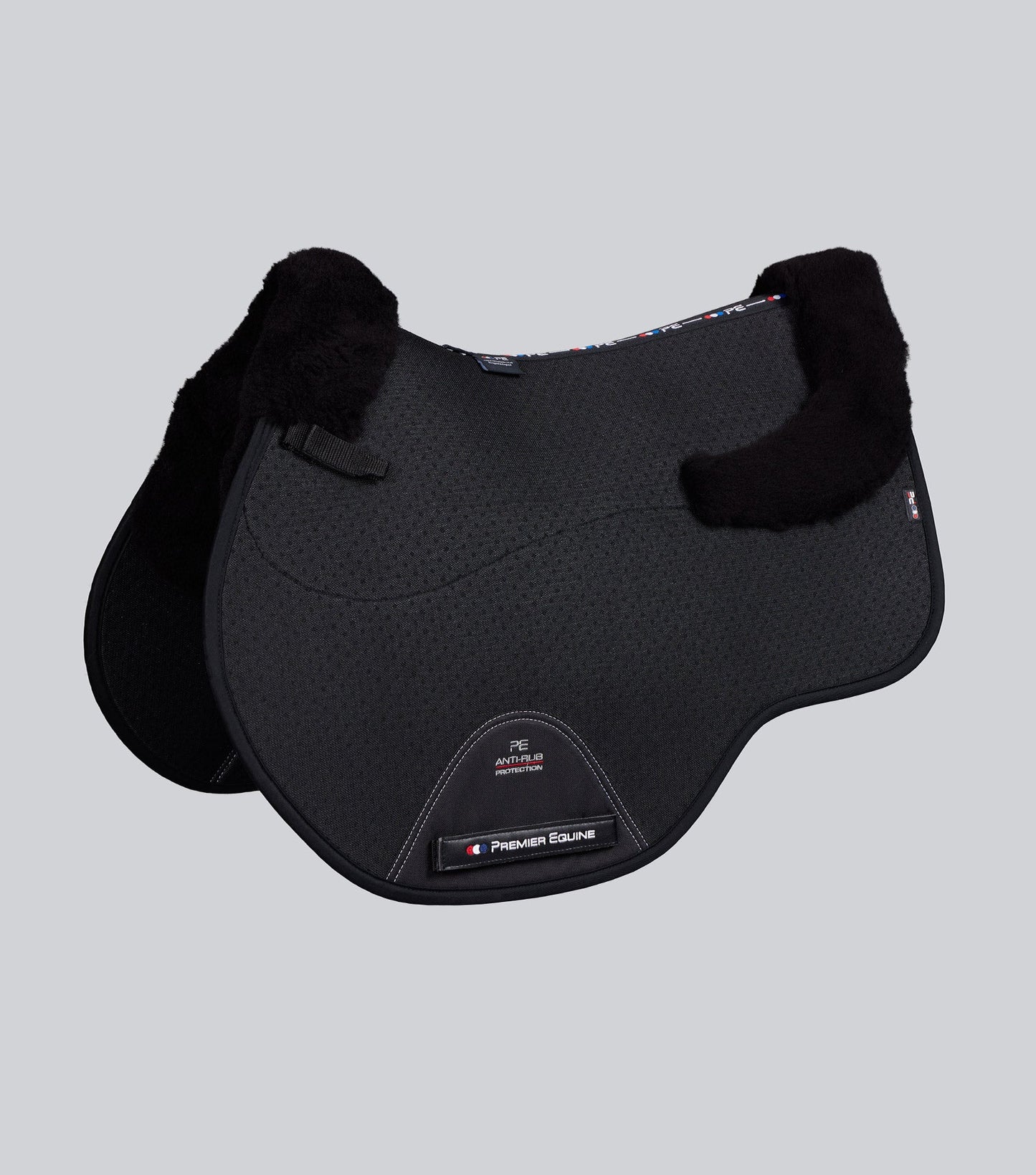 Premier Equine Close Contact Airtechnology Shockproof Wool Saddle Pad - GP/Jump Square Black/Black Wool