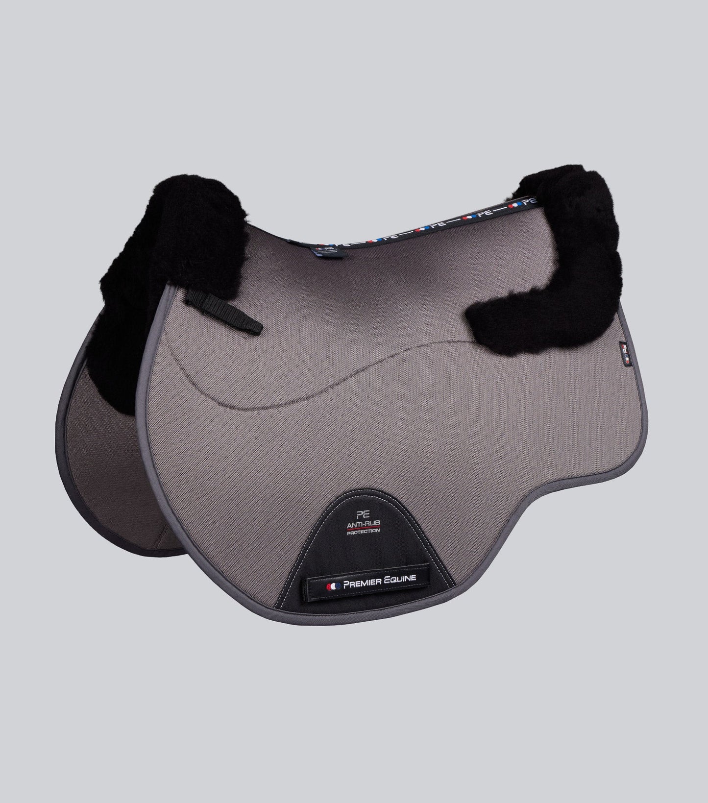 Premier Equine Close Contact Airtechnology Shockproof Wool Saddle Pad - GP/Jump Square Grey/Black Wool