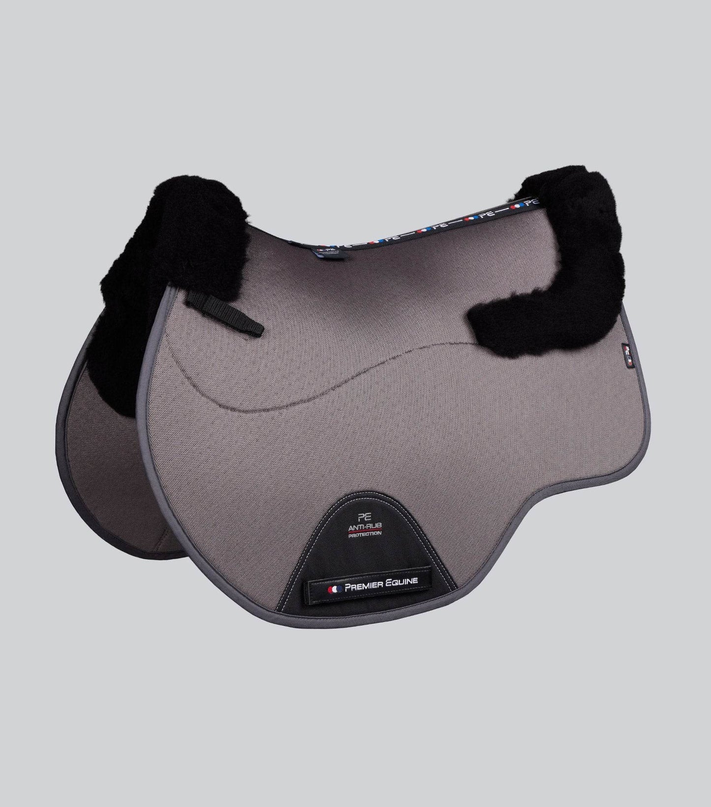 Premier Equine Close Contact Airtechnology Shockproof Wool Saddle Pad - GP/Jump Square Grey/Black Wool - N P Equestrian & Pet Supplies Ltd