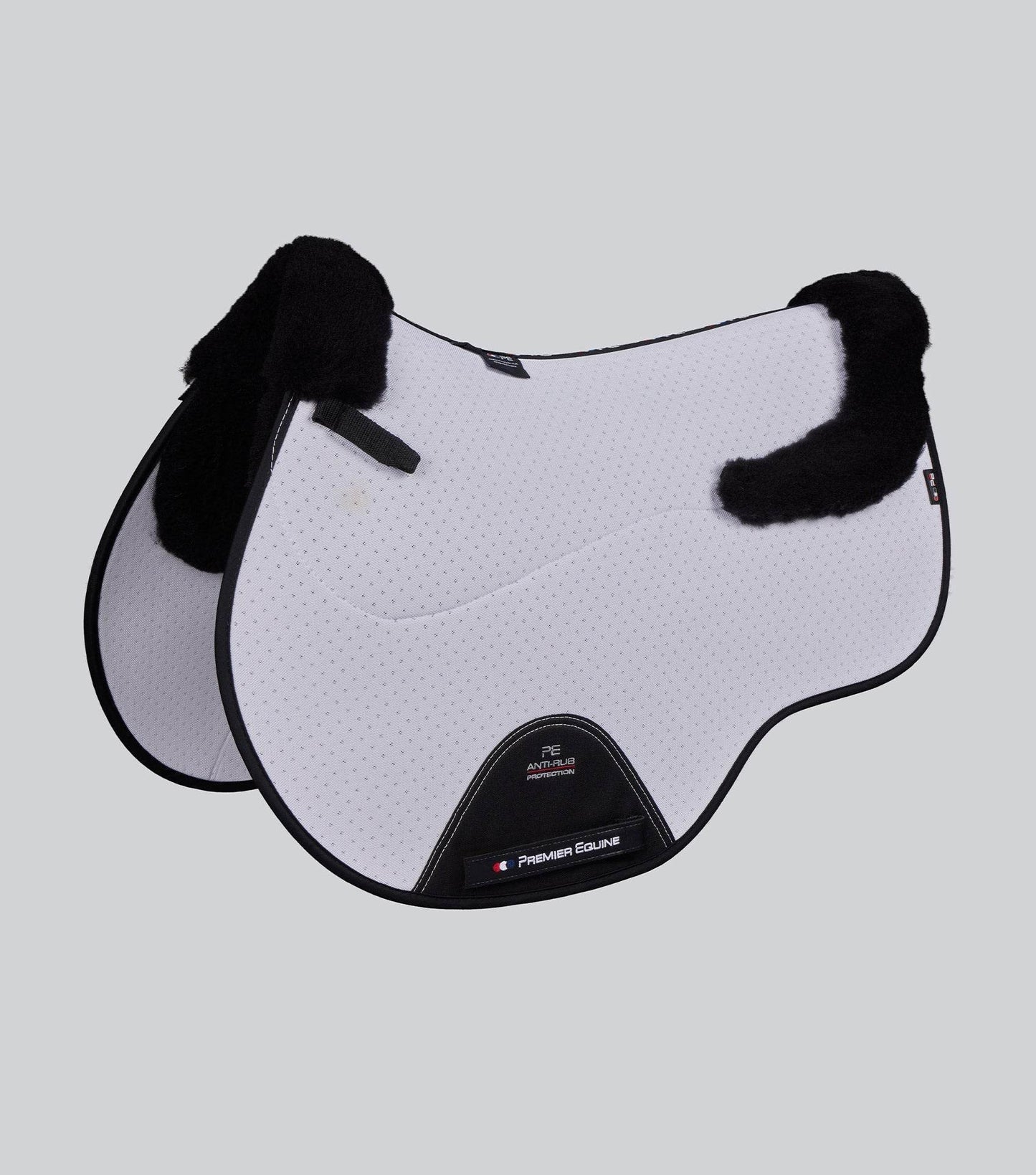Premier Equine Close Contact Airtechnology Shockproof Wool Saddle Pad - GP/Jump Square White/Black Wool - N P Equestrian & Pet Supplies Ltd