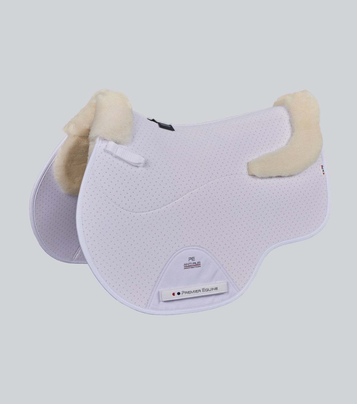 Premier Equine Close Contact Airtechnology Shockproof Wool Saddle Pad - GP/Jump Square White/Natural Wool