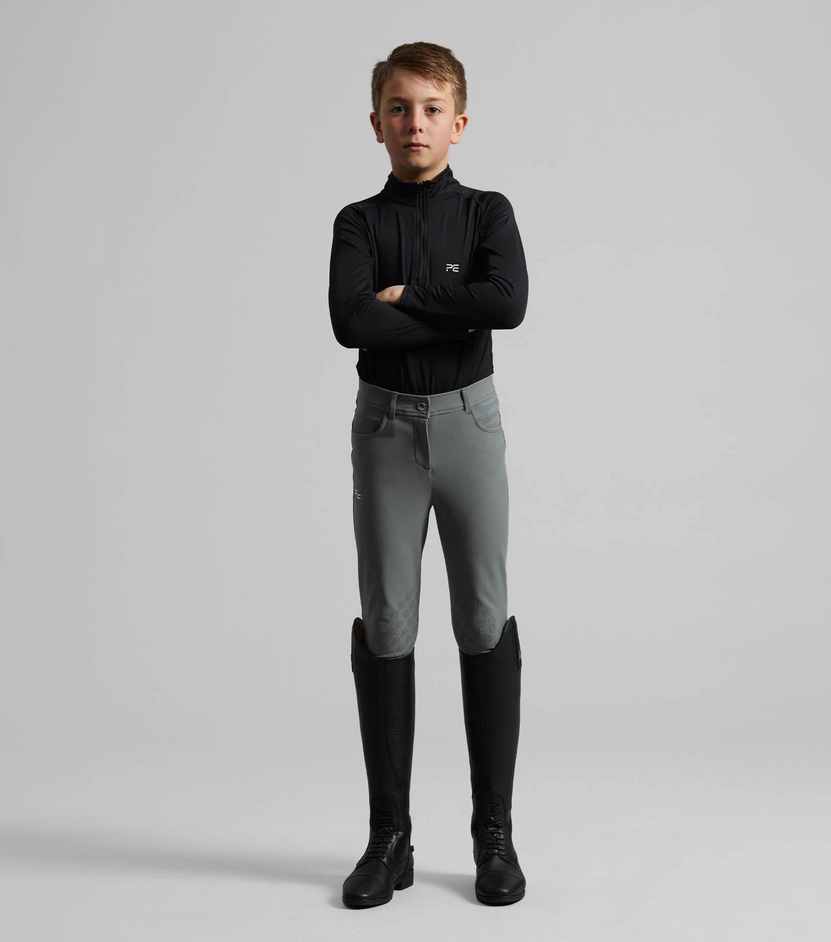 Premier Equine Derby Boys Riding Breeches Grey - N P Equestrian & Pet Supplies Ltd