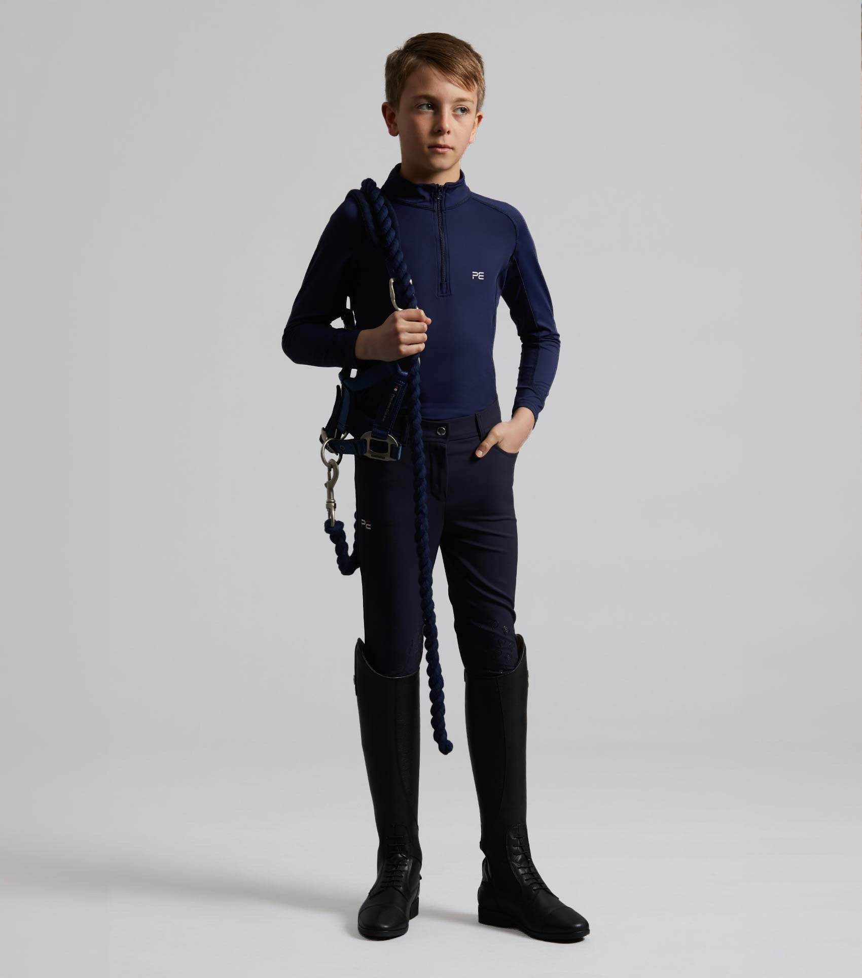 Premier Equine Derby Boys Riding Breeches Navy - N P Equestrian & Pet Supplies Ltd