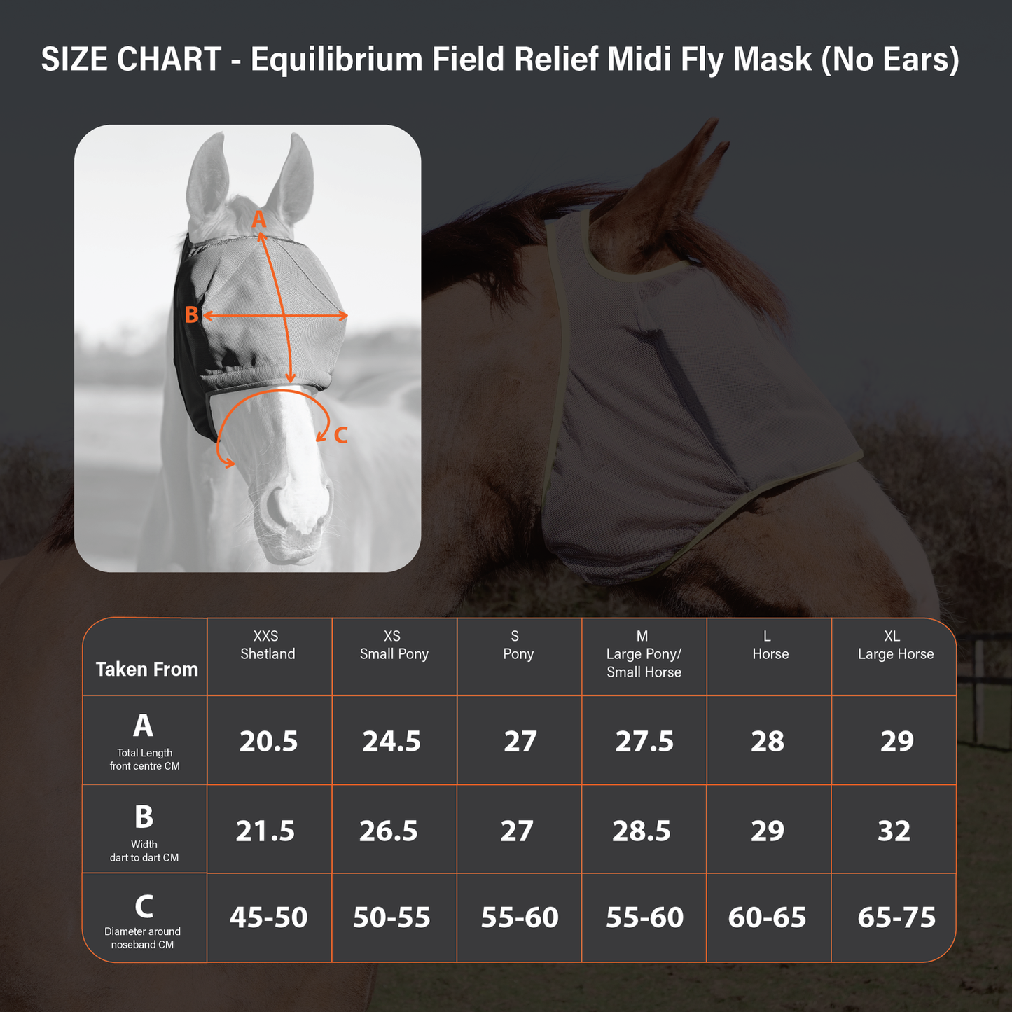 Equilibrium Field Relief Midi Fly Mask without Ears Black/Orange