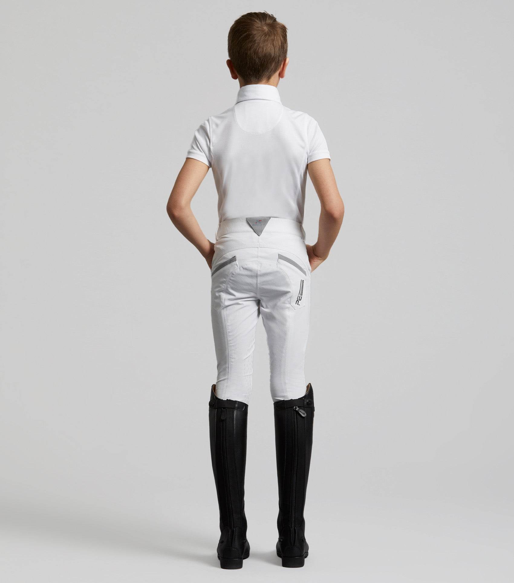 Premier Equine Gando Boys Gel Knee Competition Riding Breeches White - N P Equestrian & Pet Supplies Ltd