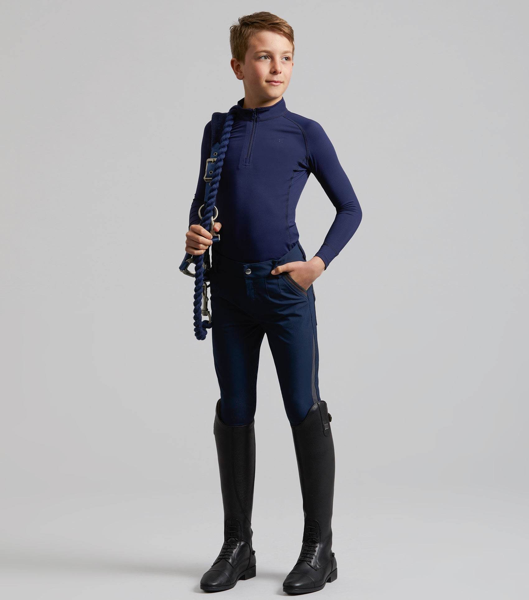 Premier Equine Gando Boys Gel Knee Riding Breeches Navy - N P Equestrian & Pet Supplies Ltd