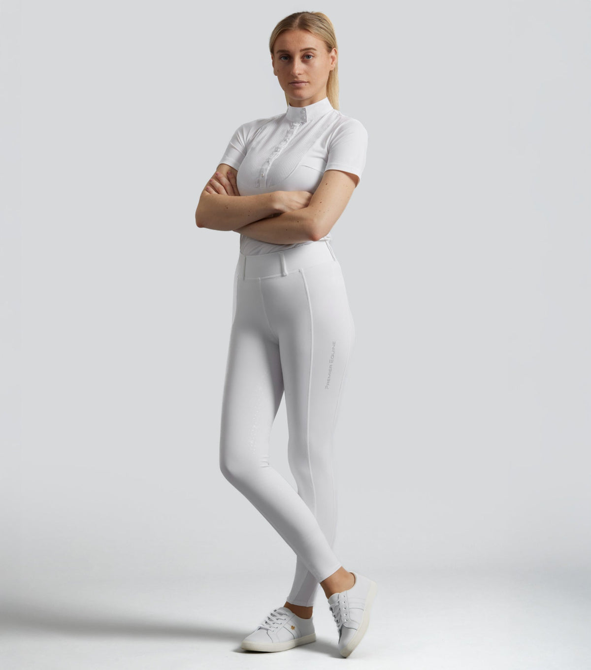 Premier Equine Luceo Women's Full Seat Competition Riding Tights - White