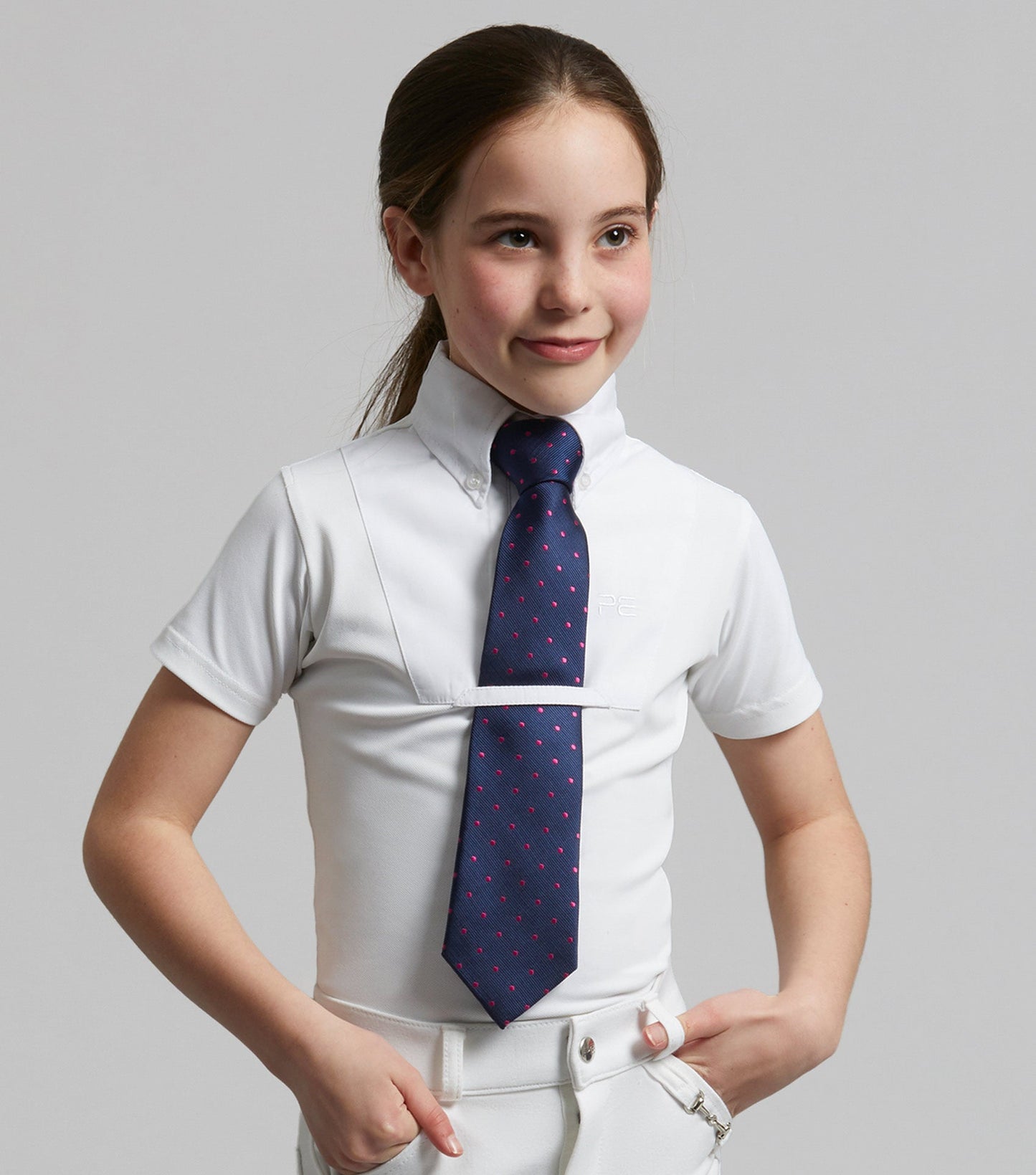 Premier Equine Luciana Girls Short Sleeve Show Shirt White