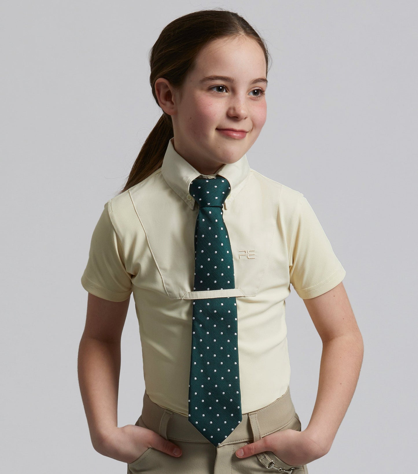 Premier Equine Luciana Girls Short Sleeve Show Shirt Vanilla