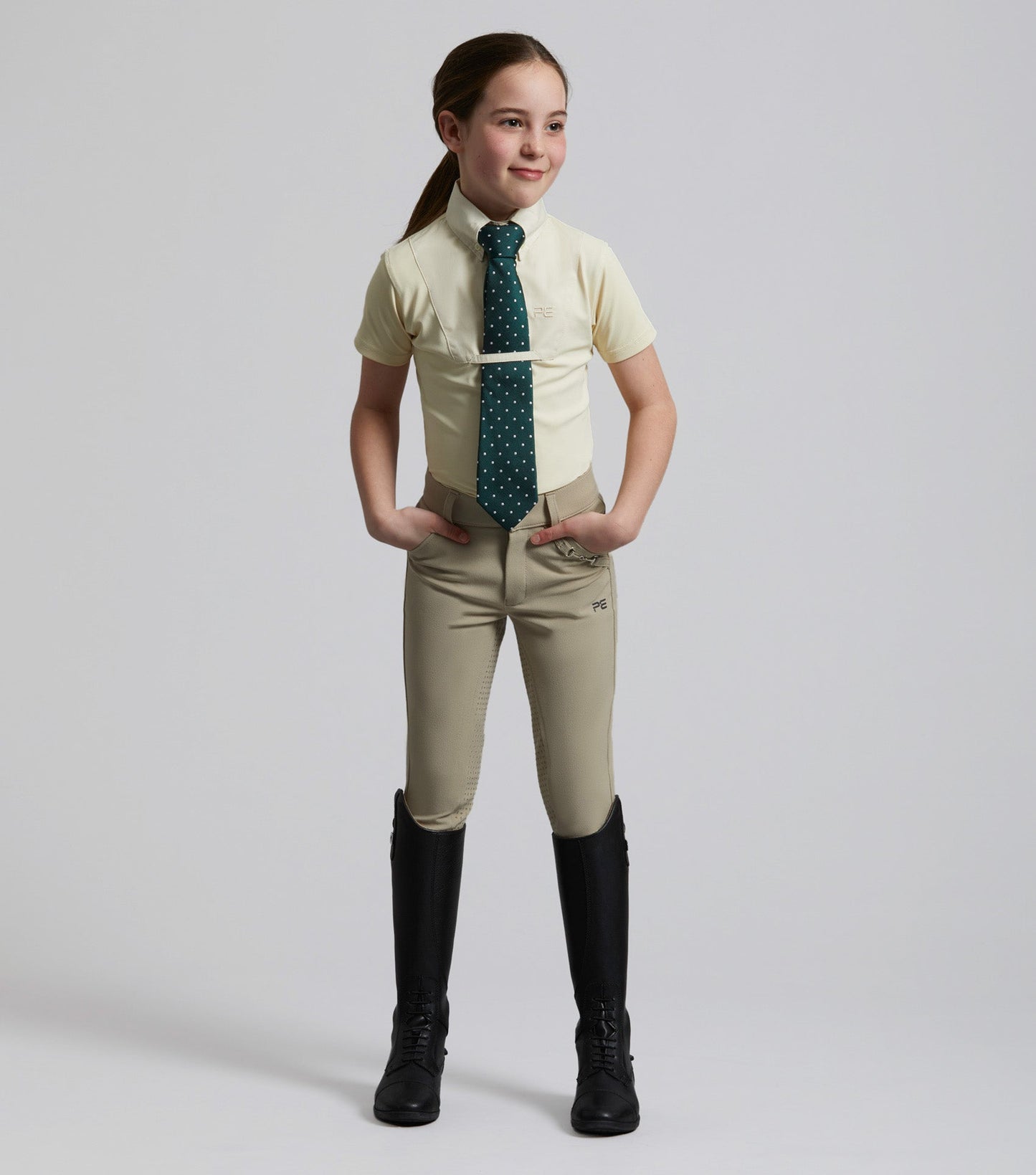 Premier Equine Luciana Girls Short Sleeve Show Shirt Vanilla