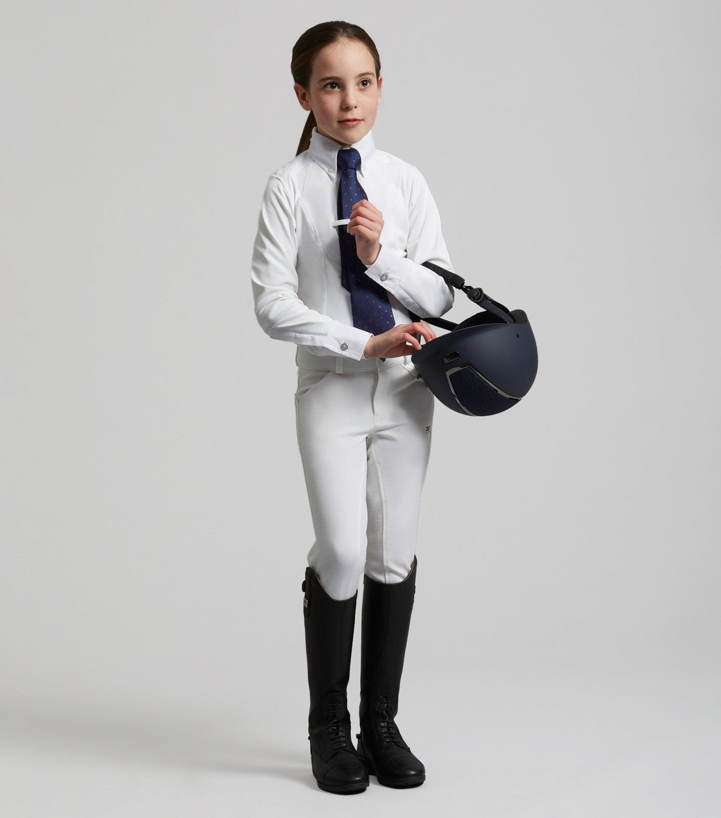 Premier Equine Tessa Girls Long Sleeve Show Shirt White