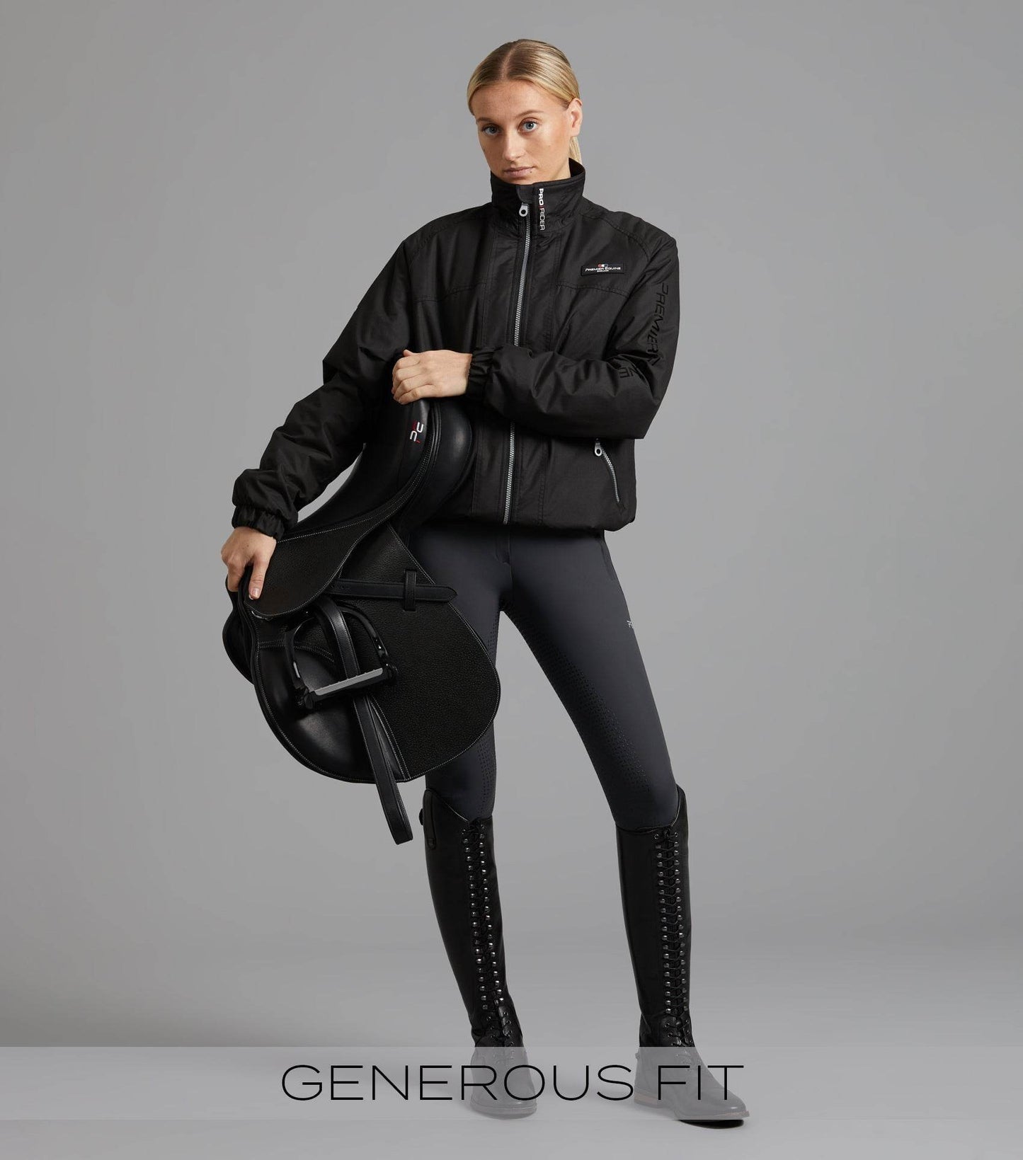 Premier Equine Pro Rider Unisex Waterproof Riding Jacket Black - N P Equestrian & Pet Supplies Ltd