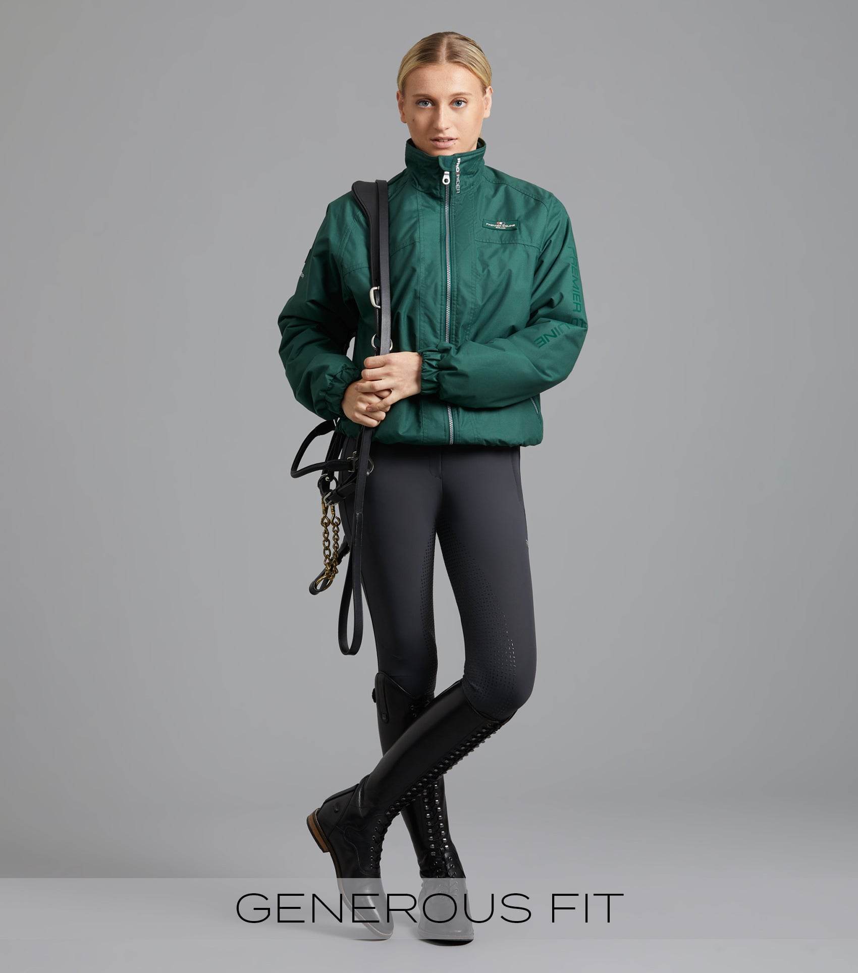 Premier Equine Pro Rider Unisex Waterproof Riding Jacket Green - N P Equestrian & Pet Supplies Ltd