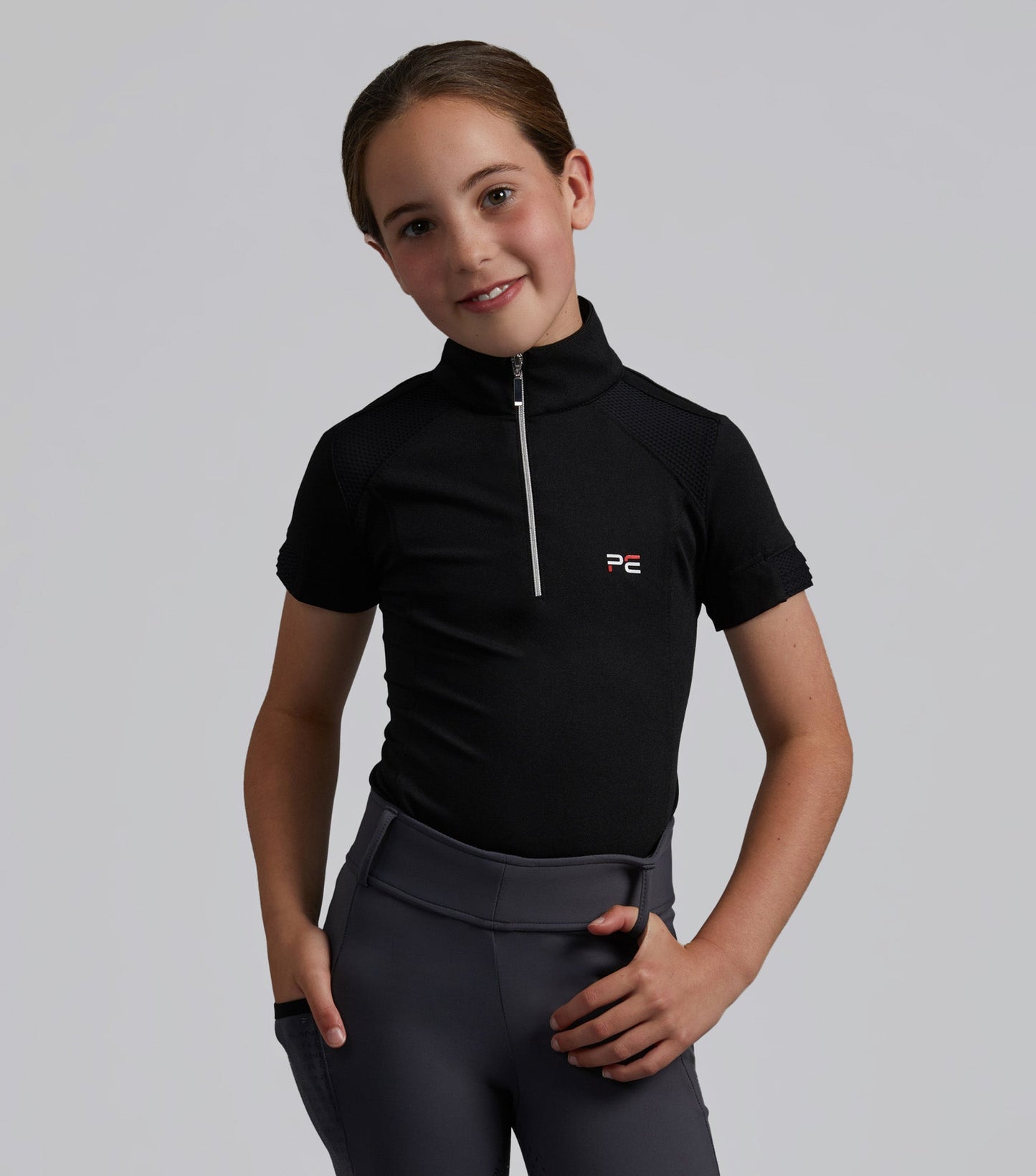Premier Equine Mini Remisa Girl's Technical Short Sleeve Riding Top Black