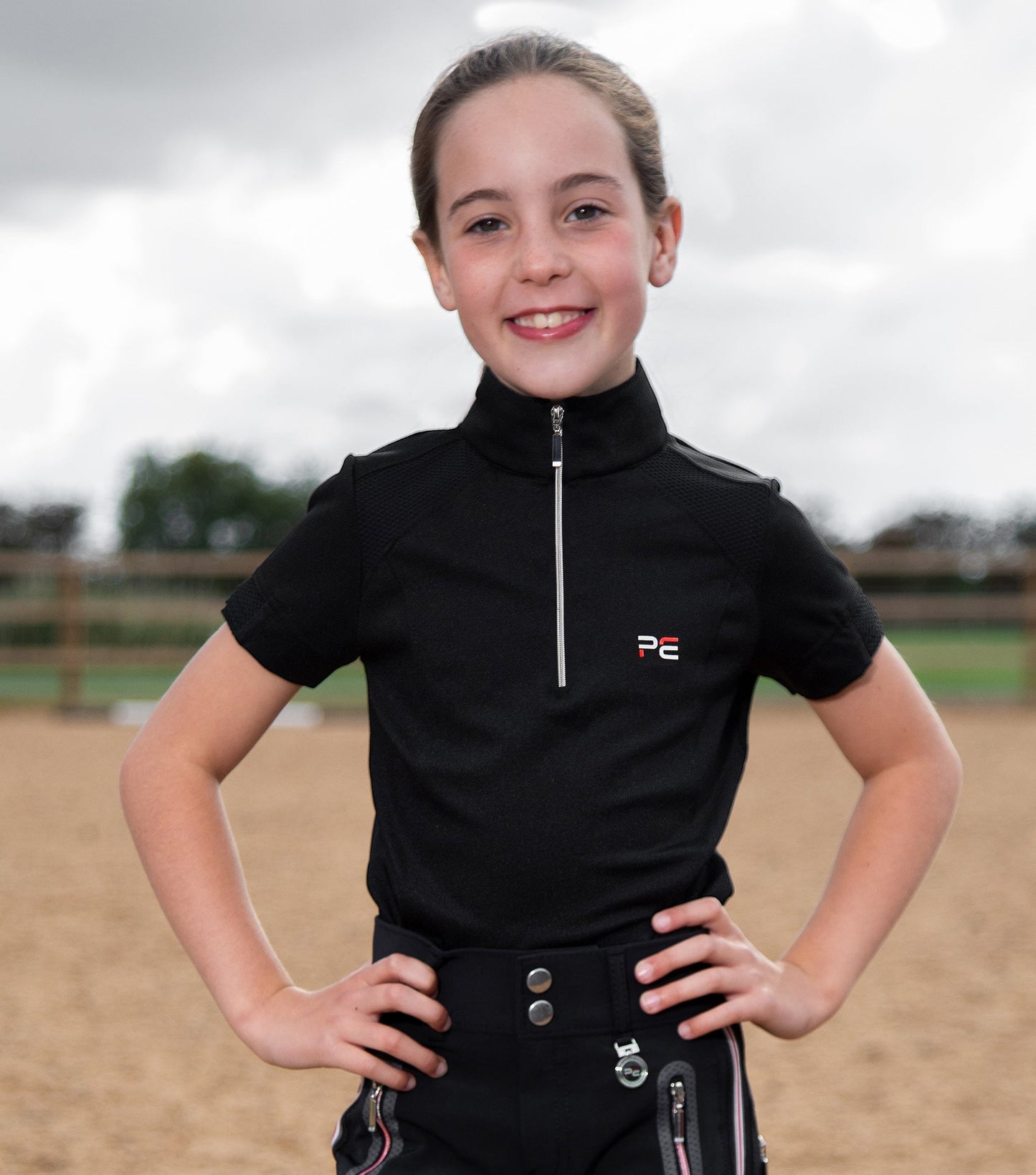 Premier Equine Mini Remisa Girl's Technical Short Sleeve Riding Top Black