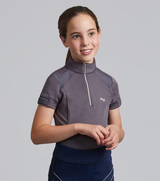 Premier Equine Mini Remisa Girl's Technical Short Sleeve Riding Top Grey