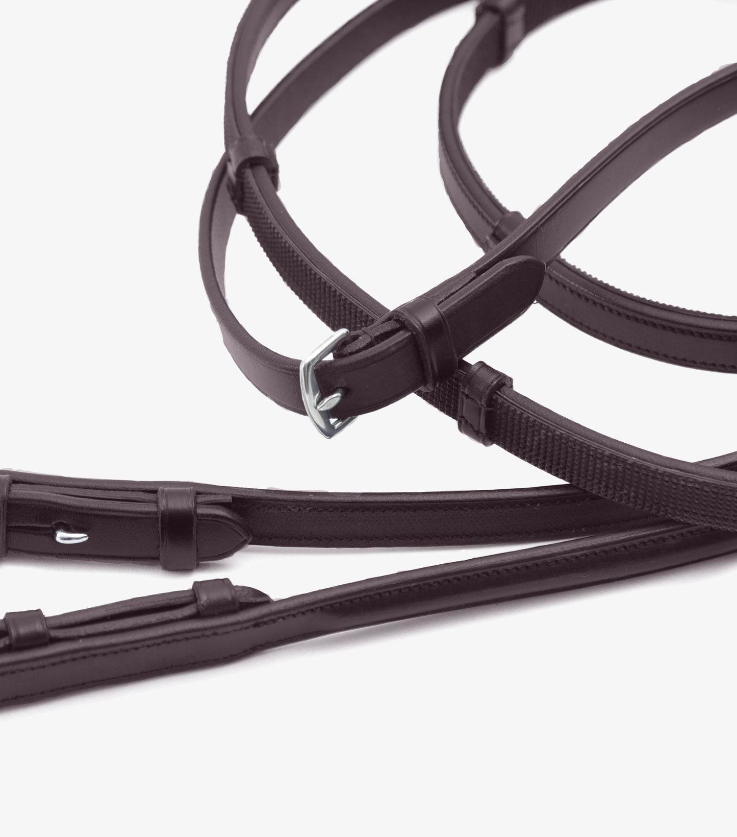 Premier Equine Salvatore Rubber & Leather Grip Reins Brown - N P Equestrian & Pet Supplies Ltd