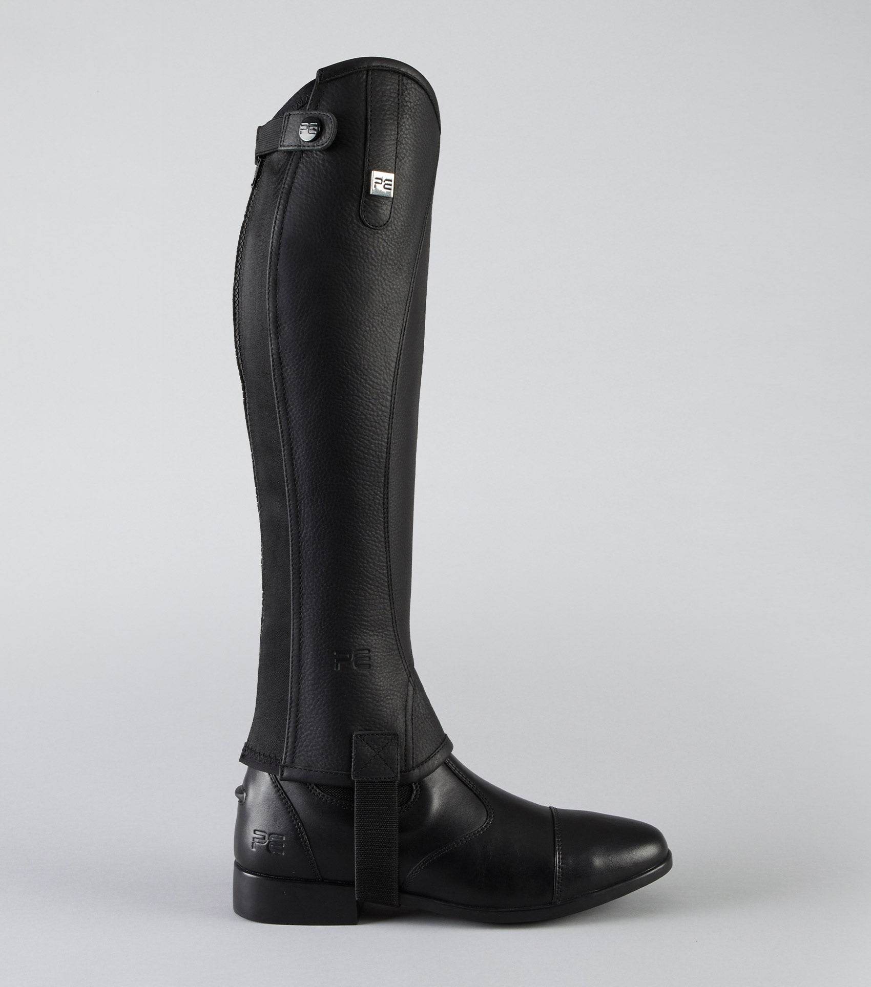 Premier Equine Actio Leather Half Chaps Black - N P Equestrian & Pet Supplies Ltd