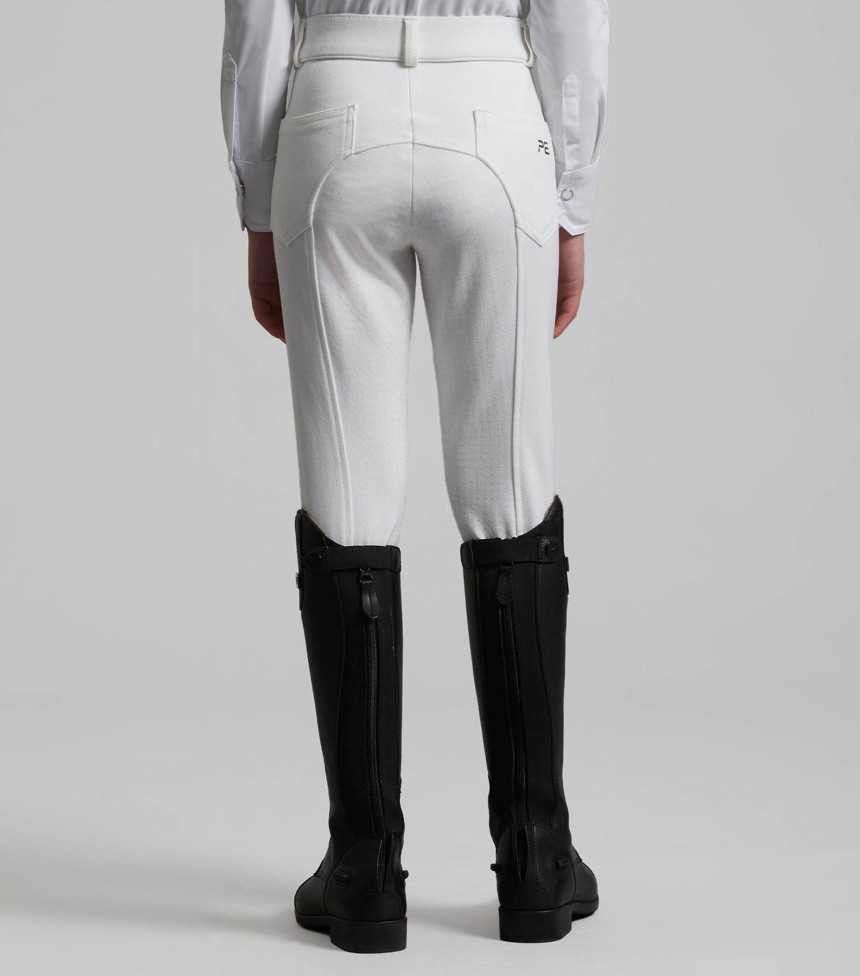 Premier Equine Brava Girls Full Seat Gel Competiton Riding Breeches White - N P Equestrian & Pet Supplies Ltd