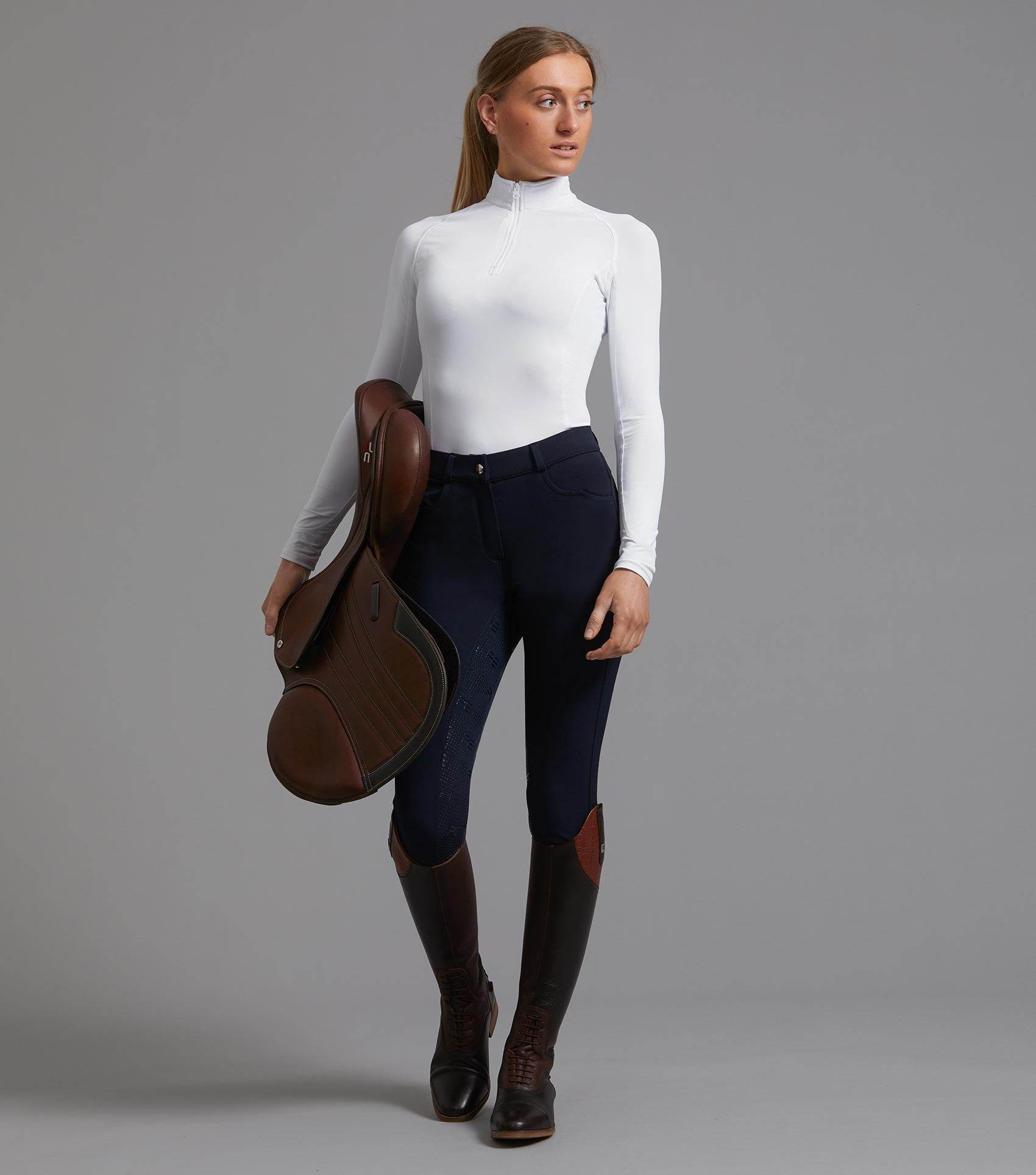 Premier Equine Cassa Ladies Full Seat Gel Riding Breeches Navy - N P Equestrian & Pet Supplies Ltd