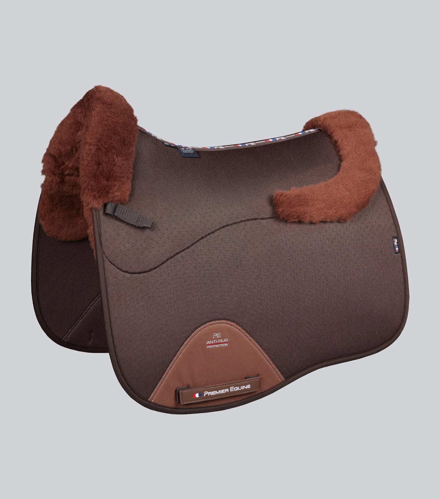 Premier Equine Close Contact Airtechnology Shockproof Wool Saddle Pad - Dressage Square Brown/Brown Wool