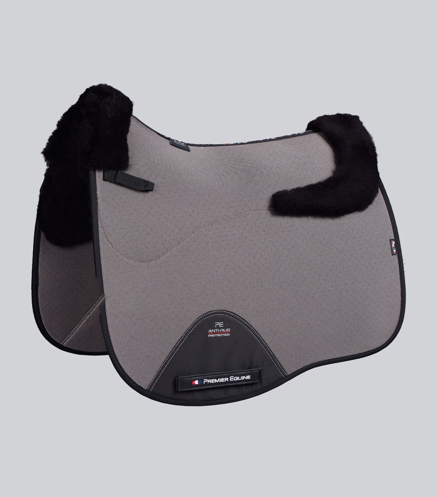 Premier Equine Close Contact Airtechnology Shockproof Wool Saddle Pad - Dressage Square Grey/Black Wool