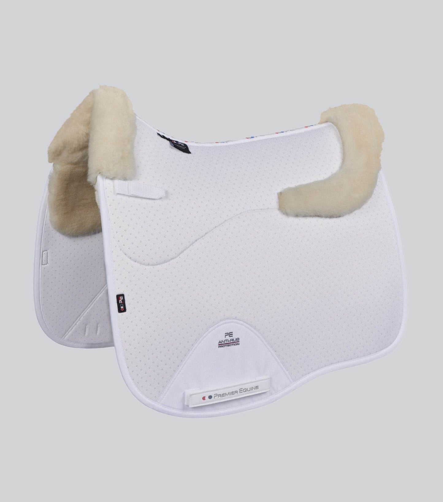 Premier Equine Close Contact Airtechnology Shockproof Wool Saddle Pad - Dressage Square White/Natural Wool - N P Equestrian & Pet Supplies Ltd