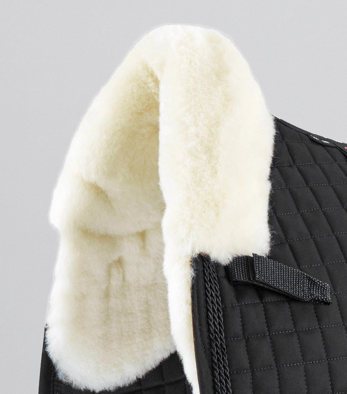 Premier Equine Close Contact Merino Wool European Saddle Pad - Dressage Saddle Pad Black/Natural Wool