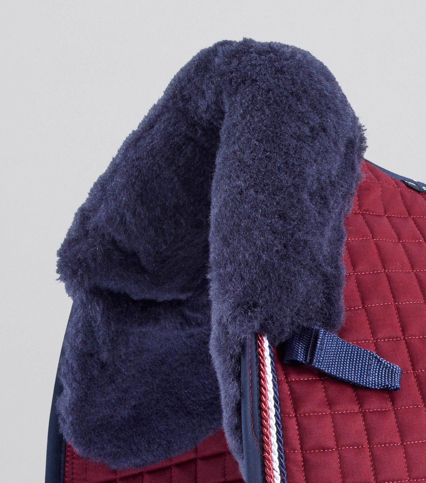 Premier Equine Close Contact Merino Wool European Saddle Pad - Dressage Saddle Pad Burgundy/Navy Wool