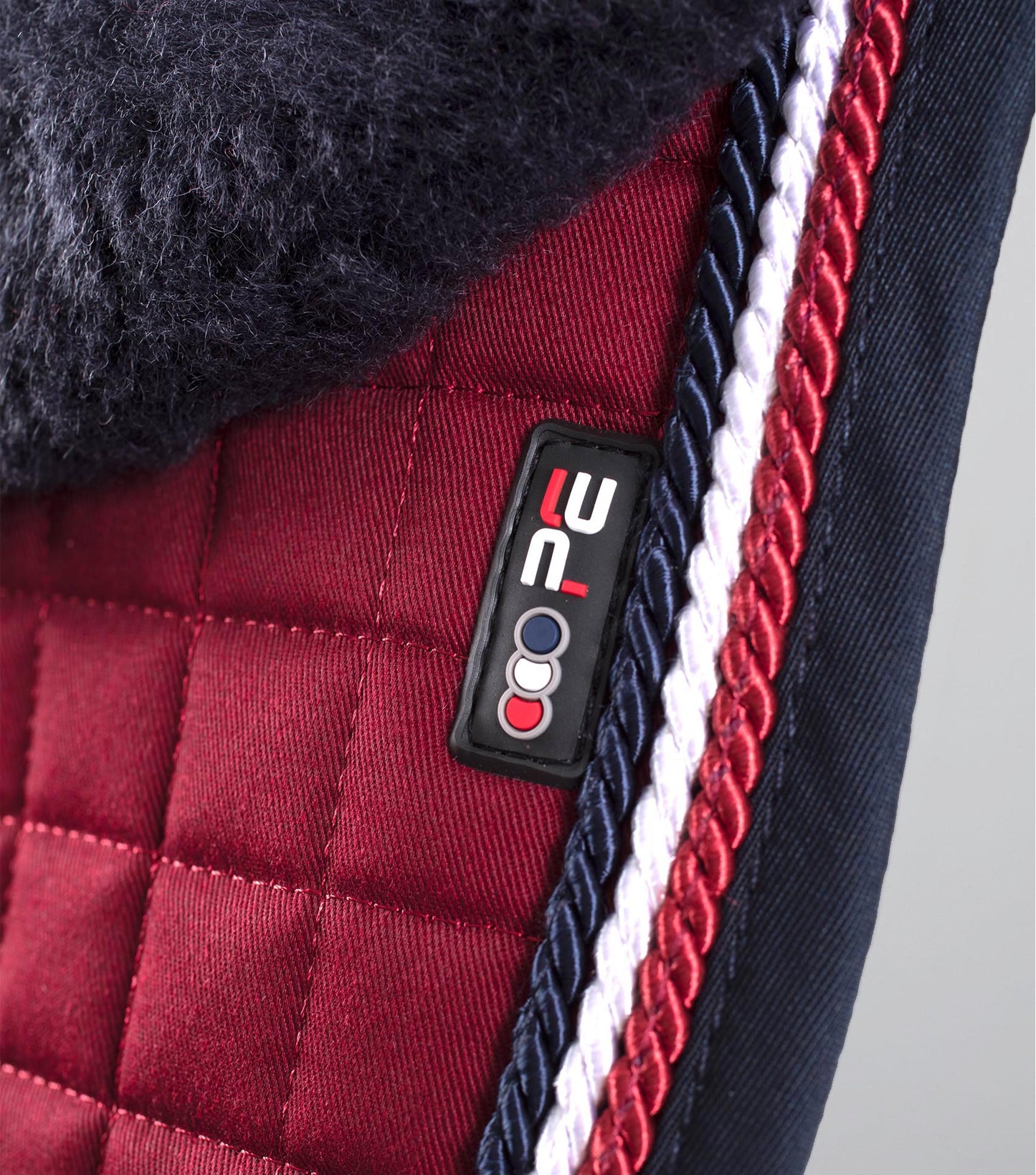Premier Equine Close Contact Merino Wool European Saddle Pad - Dressage Saddle Pad Burgundy/Navy Wool