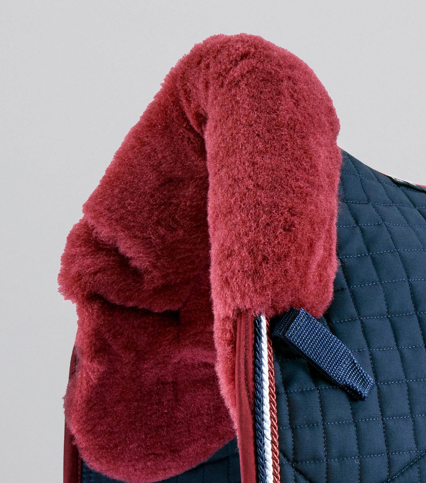 Premier Equine Close Contact Merino Wool European Saddle Pad - Dressage Saddle Pad Navy/Burgundy Wool