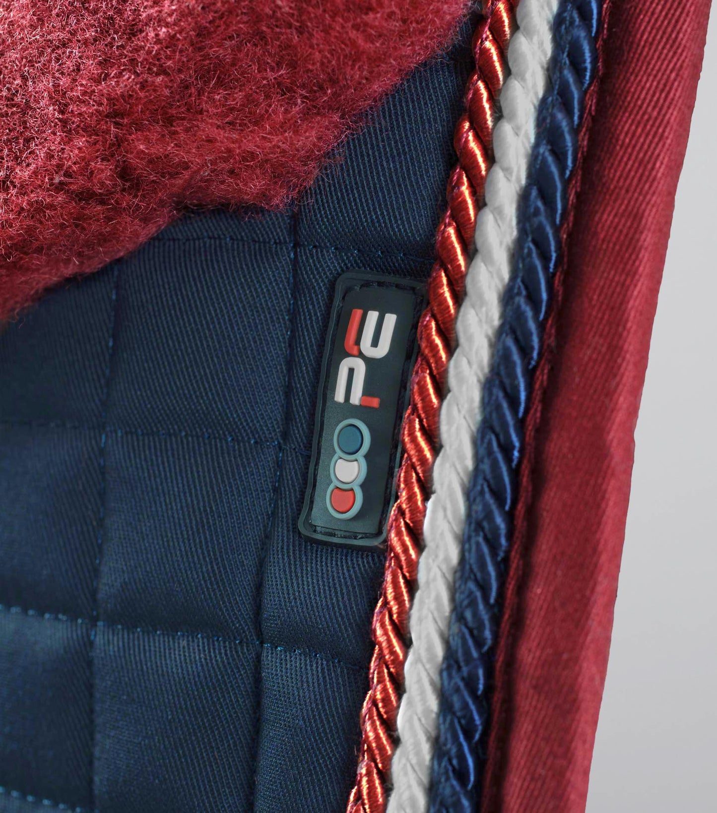 Premier Equine Close Contact Merino Wool European Saddle Pad - Dressage Saddle Pad Navy/Burgundy Wool