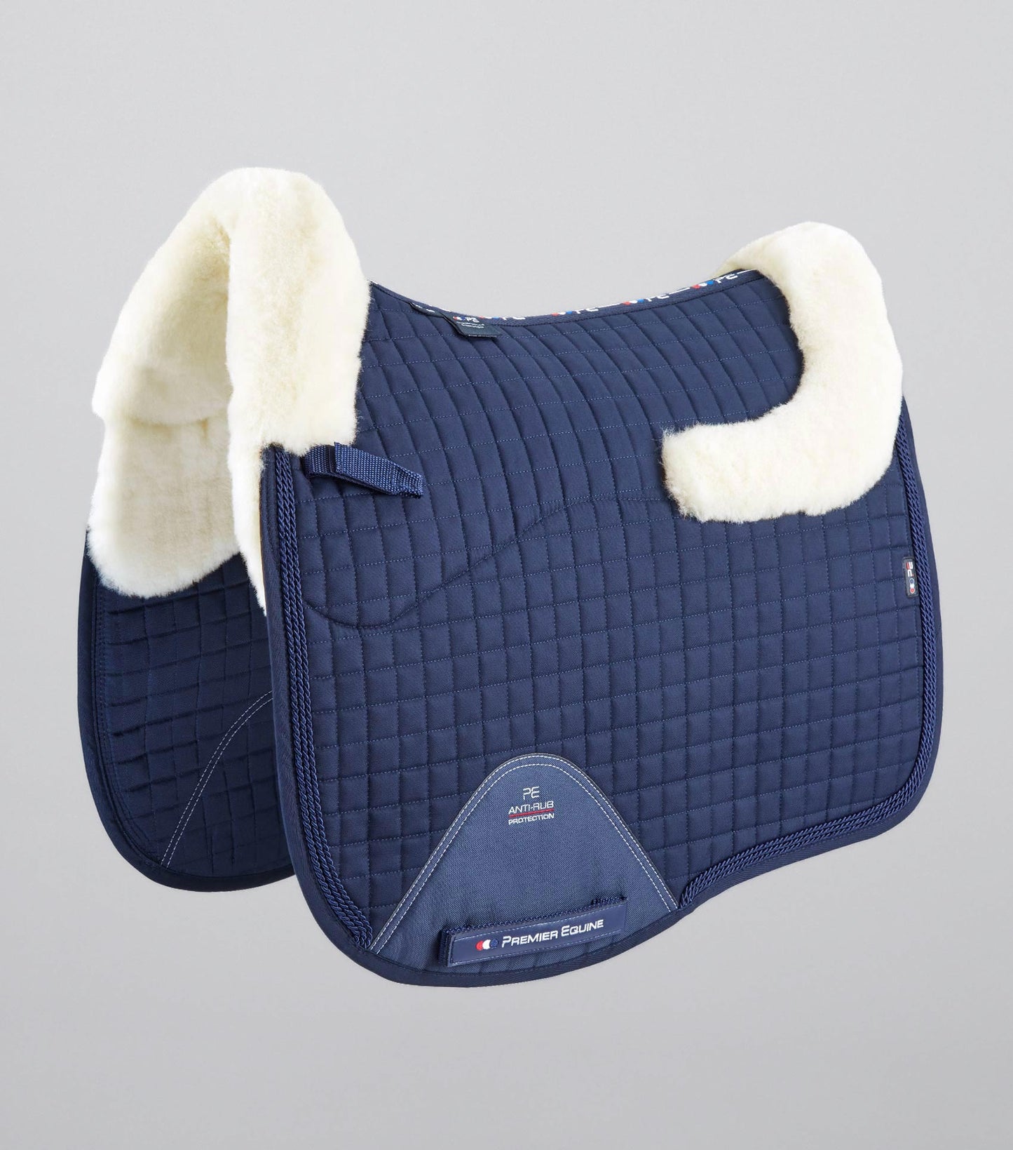 Premier Equine Close Contact Merino Wool European Saddle Pad - Dressage Saddle Pad Navy/Natural Wool