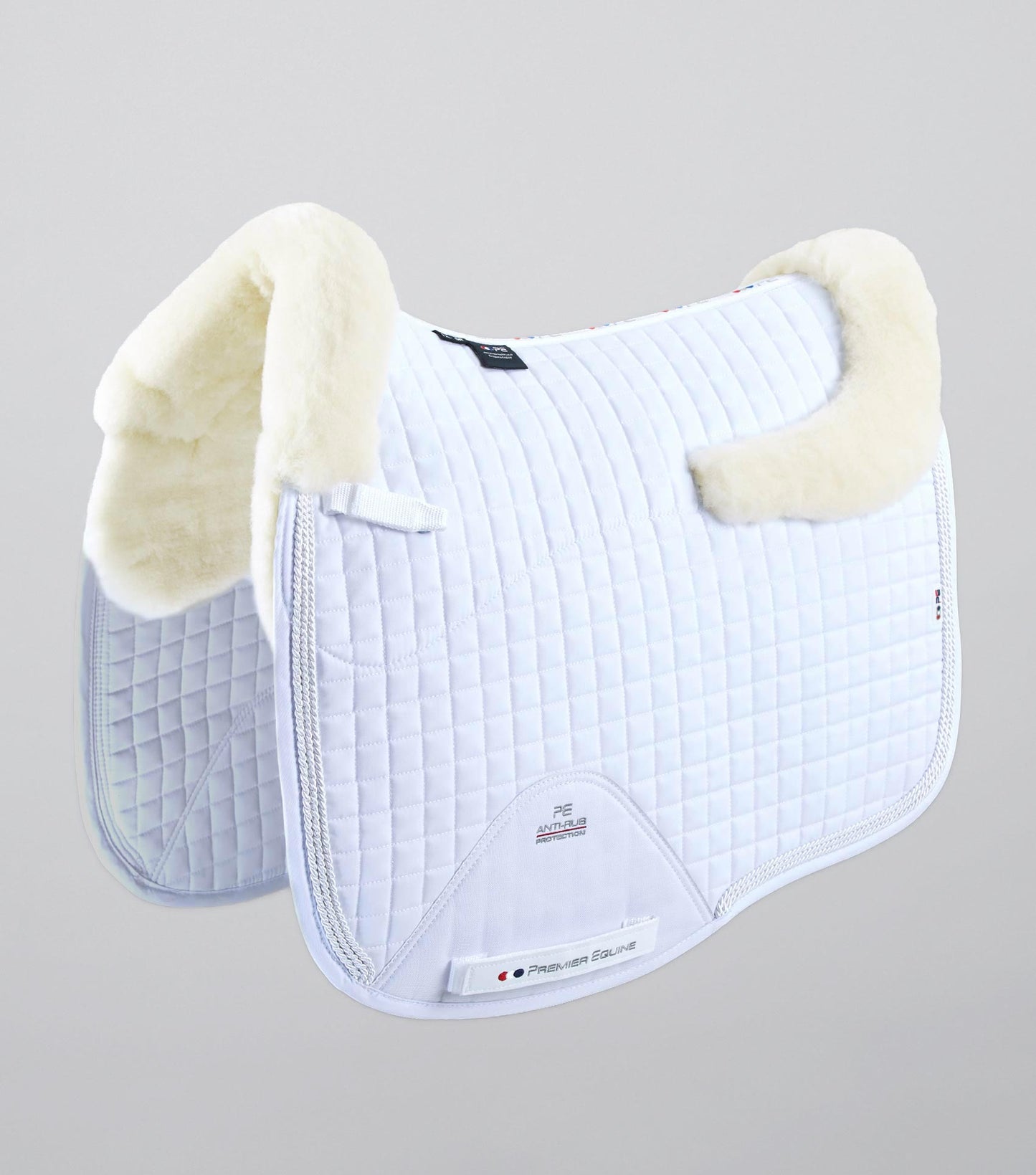 Premier Equine Close Contact Merino Wool European Saddle Pad - Dressage Saddle Pad White/Natural Wool