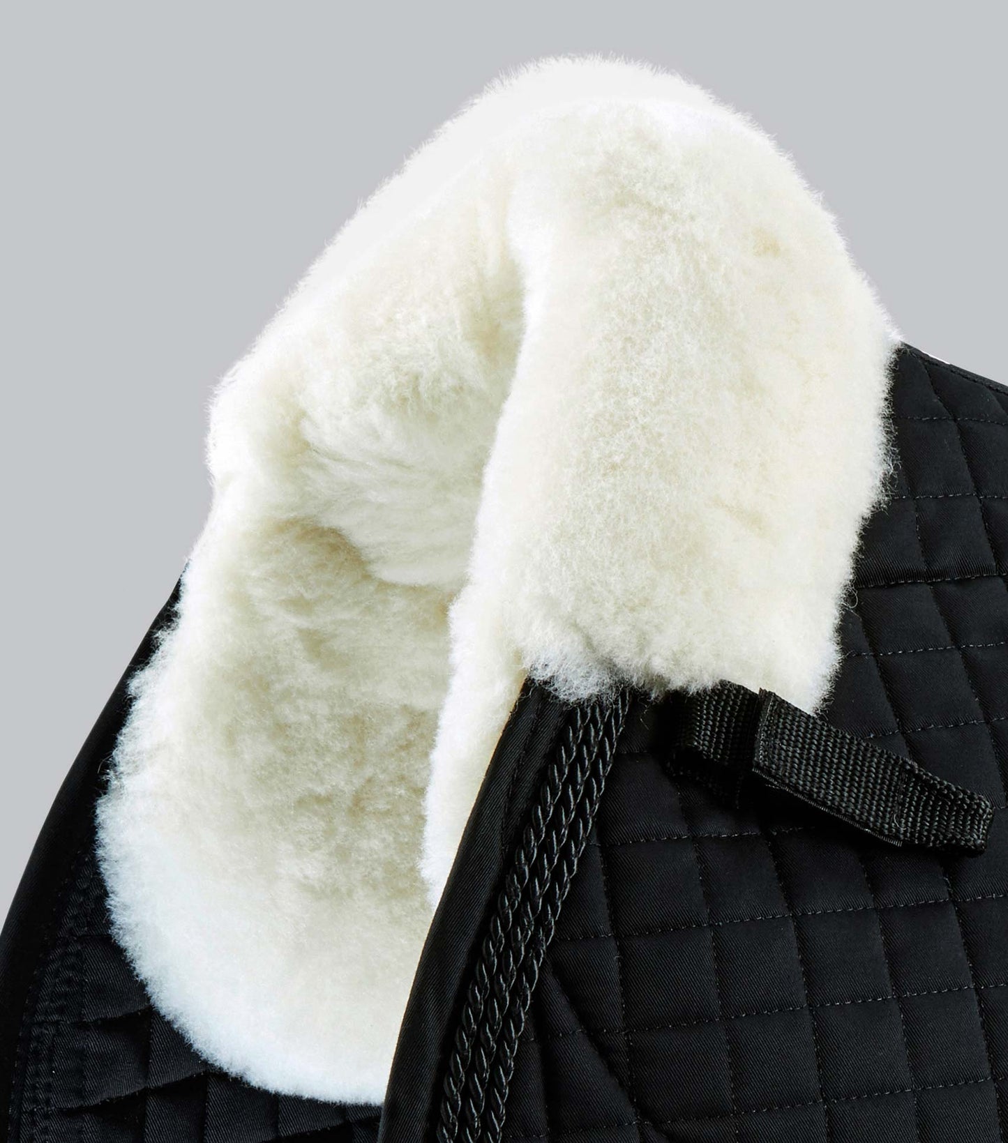 Premier Equine Close Contact Merino Wool European Saddle Pad - GP/Jump Square Black/Natural Wool