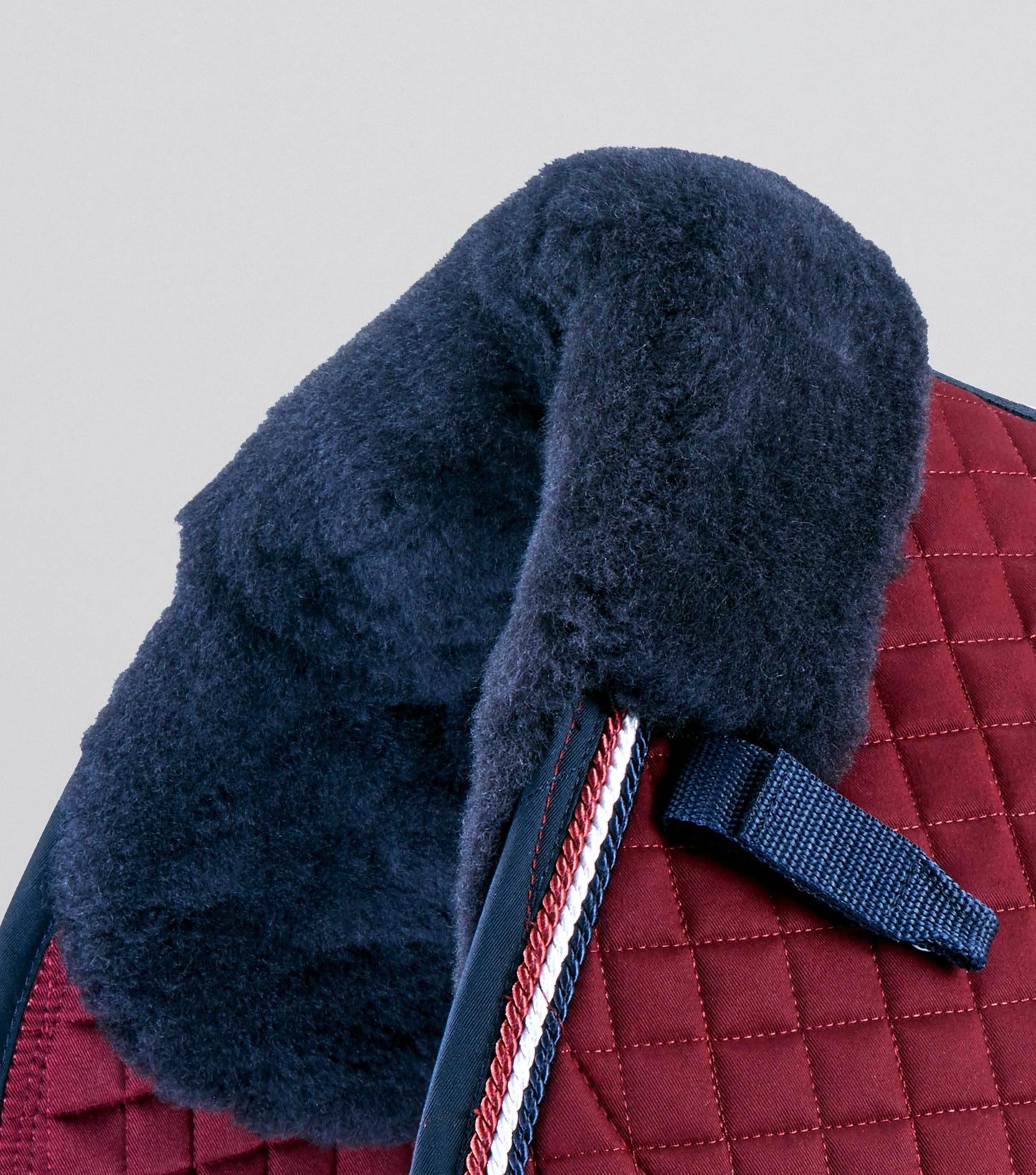 Premier Equine Close Contact Merino Wool European Saddle Pad - GP/Jump Square Burgundy/Navy Wool