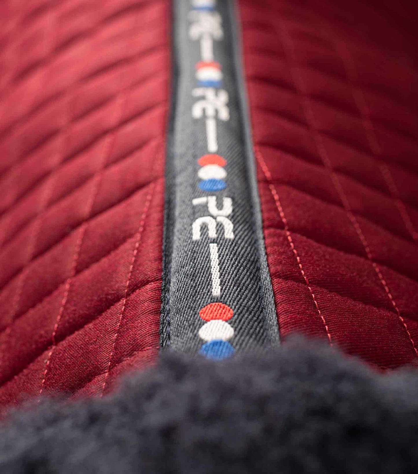 Premier Equine Close Contact Merino Wool European Saddle Pad - GP/Jump Square Burgundy/Navy Wool