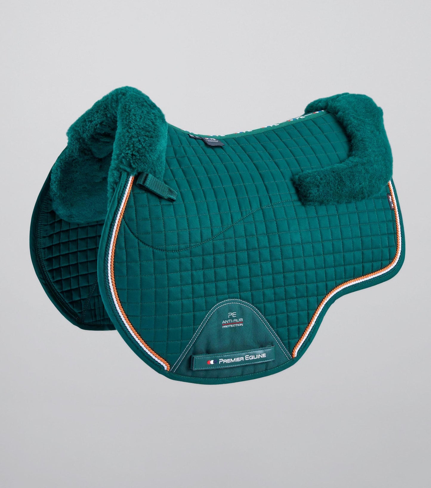 Premier Equine Close Contact Merino Wool European Saddle Pad - GP/Jump Square Green/Green Wool