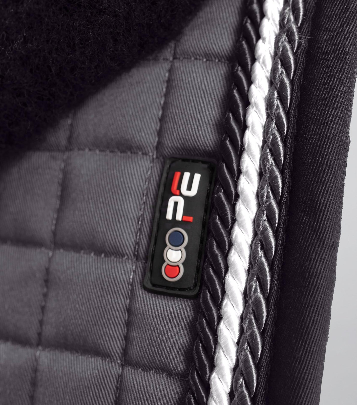 Premier Equine Close Contact Merino Wool European Saddle Pad - GP/Jump Square Grey/Black Wool
